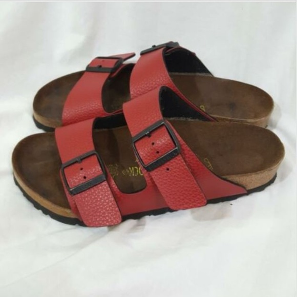 Birkenstock Shoes - Birkenstock Arizona Sandals Pebbled Red 37